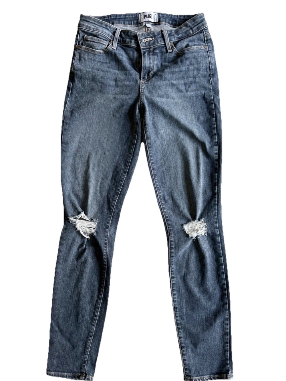 PAIGE Blue Distressed Skinny Jeans 27x28 Verdugo Ankle Anthropologie